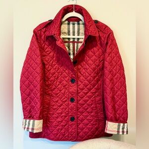 Burberry Quilted Jacket Red Classic Nova Check Lining Size XL